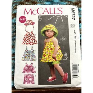 McCalls 6727 pattern infant reversible top dress shorts hat size Nb S M L XL